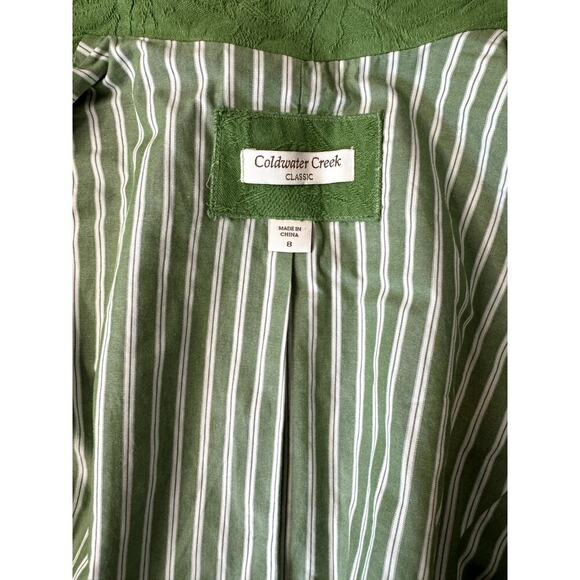 Coldwater Creek Green Brocade Striped Lining Y2K jacket size 8 EUC - Picture 3 of 5